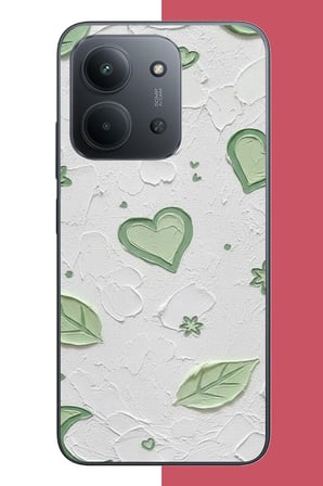 Redmi 15C Uyumlu yeşil kalpli tuval Baskılı Silikon Kılıf