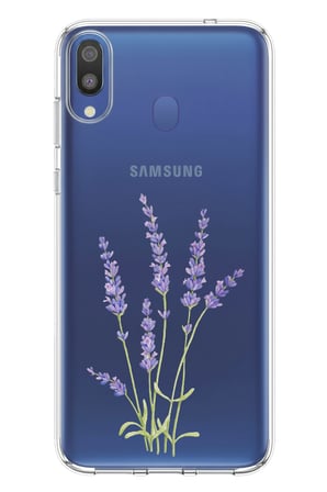 Samsung Galaxy M20 Uyumlu Lavanta Çiçek Tasarımlı Baskılı Silikon Kılıf