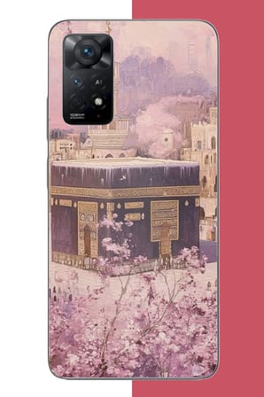 Redmi Note 11E Uyumlu pembe çiçekli kabe Baskılı Silikon Kılıf