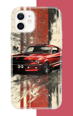 iPhone 12-12 PRO Uyumlu kırmızı mustang.jpeg Baskılı Silikon Kılıf