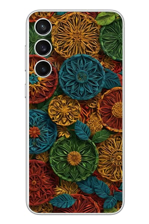 Samsung Galaxy S23 Fe Uyumlu Hasır Örgü Çiçekler Baskılı Silikon Kılıf