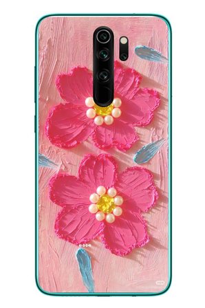 Redmi Note 8 Pro Uyumlu İnci Çiçekler Baskılı Silikon Kılıf