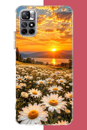 Redmi 10 Uyumlu Papatya Tarlasında Gün Batımı Baskılı Silikon Kılıf