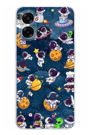 Oppo A6T - A6X Uyumlu Minik Astronotlar Uzayda Baskılı Silikon Kılıf