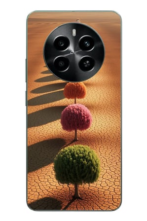 Realme 12 4G Uyumlu Sıralı Renkli Ağaçlar Baskılı Silikon Kılıf