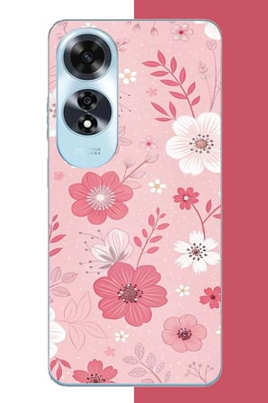 Oppo A60 Uyumlu pembe beyaz çiçek Baskılı Silikon Kılıf