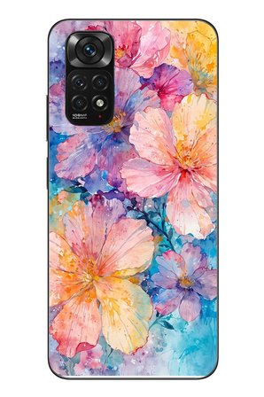 Redmi Note 11 - 11s Uyumlu Yağlı Boya Çiçekler Baskılı Silikon Kılıf