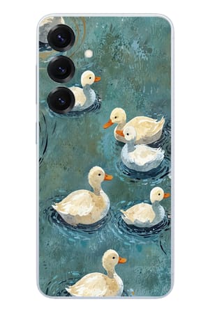 Samsung Galaxy S25 Uyumlu Yüzen Ördekler Baskılı Silikon Kılıf
