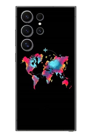 Samsung Galaxy S24 Ultra Uyumlu Dünya Renkli Haritası Baskılı Silikon Kılıf