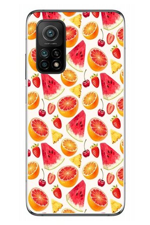 Xiaomi Mi 10 T Uyumlu Karpuz ve Kan Portakalı Baskılı Silikon Kılıf