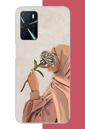 Oppo A16 Uyumlu Gül Koklayan Kadın Baskılı Silikon Kılıf