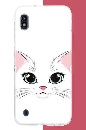 Samsung Galaxy A10 Uyumlu kedi yüzü Baskılı Silikon Kılıf