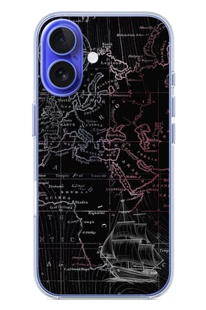 İphone 16 Uyumlu Denizci Dünya Haritası Baskılı Silikon Kılıf