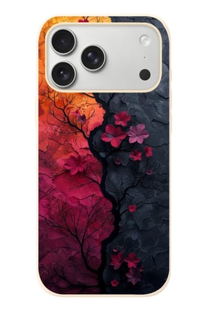 İphone 17 Pro Max Uyumlu Yaprak Geçişkenliği Baskılı Silikon Kılıf