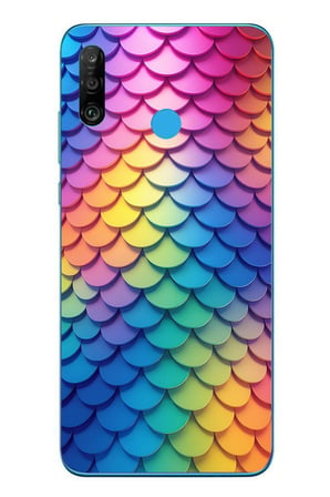 Huawei P30 Lite Uyumlu Gökkuşağı Renkleri Baskılı Silikon Kılıf
