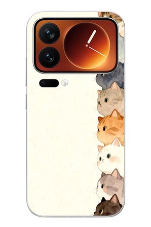 Xiaomi 17 Pro Max Uyumlu Sıralı Kediler Baskılı Silikon Kılıf