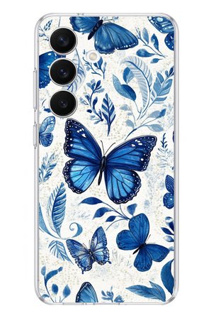 Samsung Galaxy S26 Uyumlu Mavi Kelebekler Baskılı Silikon Kılıf