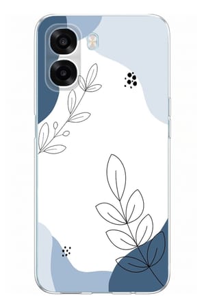 Oppo A6T - A6X Uyumlu Mavi Huzur Şekiller ve Botanik Çizgiler Baskılı Silikon Kılıf
