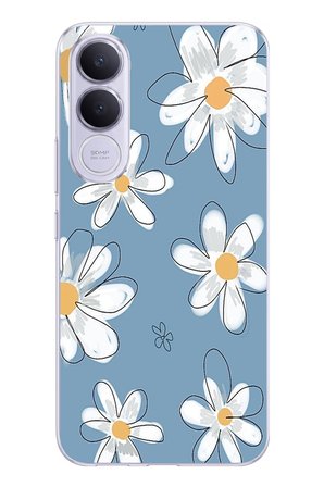 Vivo V70 FE Uyumlu Mavi Papatya Bahçesi Baskılı Silikon Kılıf
