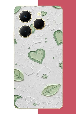 Infinix Hot 40-40 PRO Uyumlu yeşil kalpli tuval Baskılı Silikon Kılıf