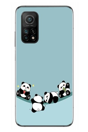 Xiaomi Mi 10 T Uyumlu Panda Ailesi Baskılı Silikon Kılıf