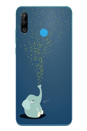 Huawei P30 Lite Uyumlu Uyuyan Fil Baskılı Silikon Kılıf