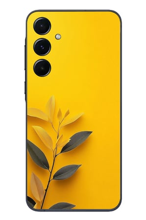 Samsung Galaxy A55 Uyumlu Sarı Siyah Çiçekler Baskılı Silikon Kılıf