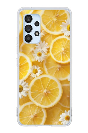 Samsung Galaxy A53 Uyumlu Limon Dilimleri ve Papatya Desenli Baskılı Silikon Kılıf