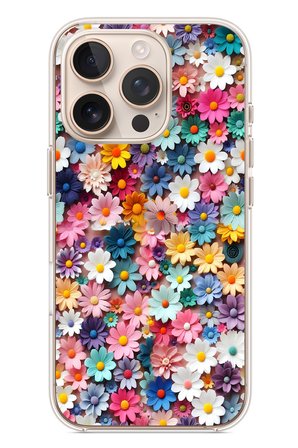 İphone 16 Pro Uyumlu Pastel Çiçekler Baskılı Silikon Kılıf
