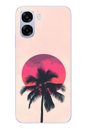 Oppo A6t - A6X Uyumlu Palmiye Kırmızı Ay Baskılı Silikon Kılıf