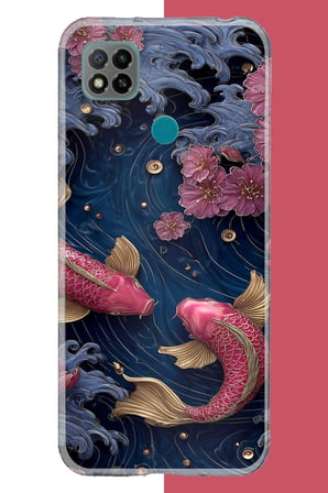 Redmi 9C / 10A Uyumlu kırmızı balıklar Baskılı Silikon Kılıf