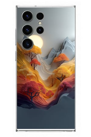 Samsung Galaxy S23 Ultra Uyumlu Renk Dalgalı Manzara Baskılı Silikon Kılıf