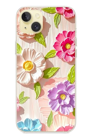 iPhone 15 PLUS Uyumlu Renkli Çiçek Bahçesi Baskılı Silikon Kılıf