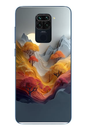 Redmi Note 9 Uyumlu Renk Dalgalı Manzara Baskılı Silikon Kılıf