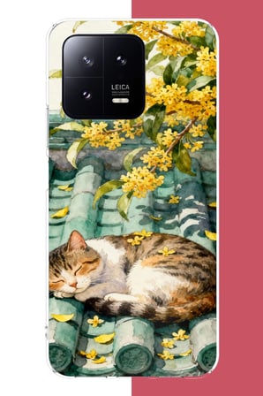 Xiaomi Mi 13 Uyumlu çatıdaki kedi Baskılı Silikon Kılıf