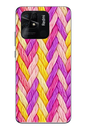 Redmi 10C Uyumlu Mor Sarı Örgü Baskılı Silikon Kılıf
