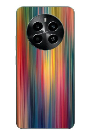 Realme 12 4G Uyumlu Gökkuşağı Karışımı Baskılı Silikon Kılıf