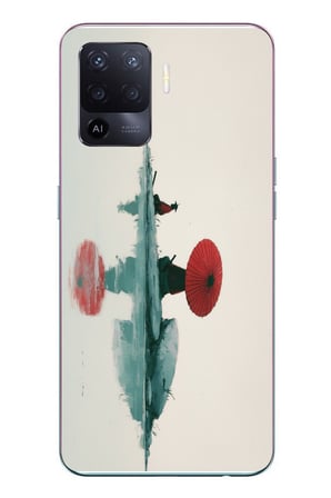 Oppo Reno 5 Lite Uyumlu Japon Şemsiyesi Baskılı Silikon Kılıf