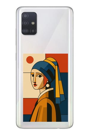 Samsung Galaxy A51 Uyumlu Bauhaus İnci Küpeli Kız Baskılı Silikon Kılıf