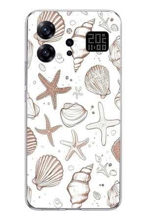 Infinix Note 60 Ultra Uyumlu Kahverengi Deniz Yıldızı ve Kabuklu Baskılı Silikon Kılıf
