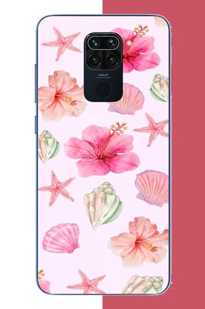 Redmi Note 9 Uyumlu pembe çiçek Baskılı Silikon Kılıf