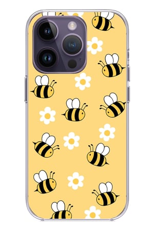 iPhone 14 PRO MAX Uyumlu Arı ve Papatyalar Baskılı Silikon Kılıf