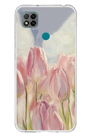 Redmi 9C / 10A Uyumlu Pembe Laleler Baskılı Silikon Kılıf