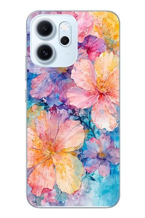 Oppo Reno 14F Uyumlu Yağlı Boya Çiçekler Baskılı Silikon Kılıf