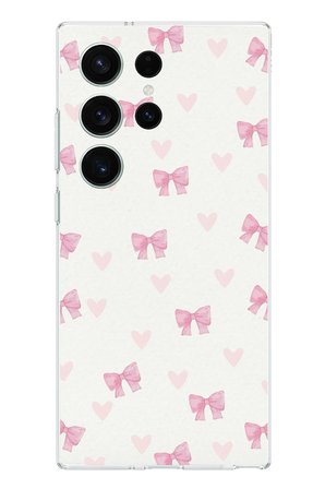 Samsung Galaxy S26 Ultra Uyumlu Fiyonklar ve Pembe Kalpler Baskılı Silikon Kılıf