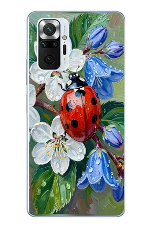 Redmi Note 10 Pro Uyumlu Uğur Böceği Yağlı Boya Baskılı Silikon Kılıf