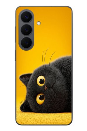 Samsung Galaxy S26 Uyumlu Yan Bakan Siyah Kedi Baskılı Silikon Kılıf