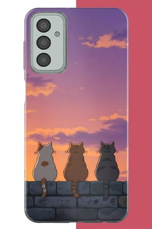 Samsung Galaxy M13-M23 Uyumlu duvardaki kediler Baskılı Silikon Kılıf