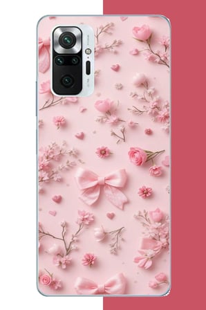Redmi Note 10 PRO Uyumlu pembe fiyonk gül.jpeg Baskılı Silikon Kılıf