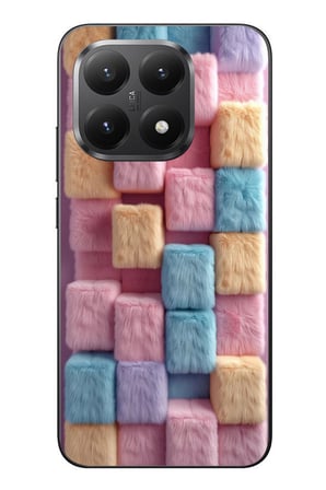 Xiaomi Mi 15T Uyumlu Pembe Tüylü Kareler Baskılı Silikon Kılıf